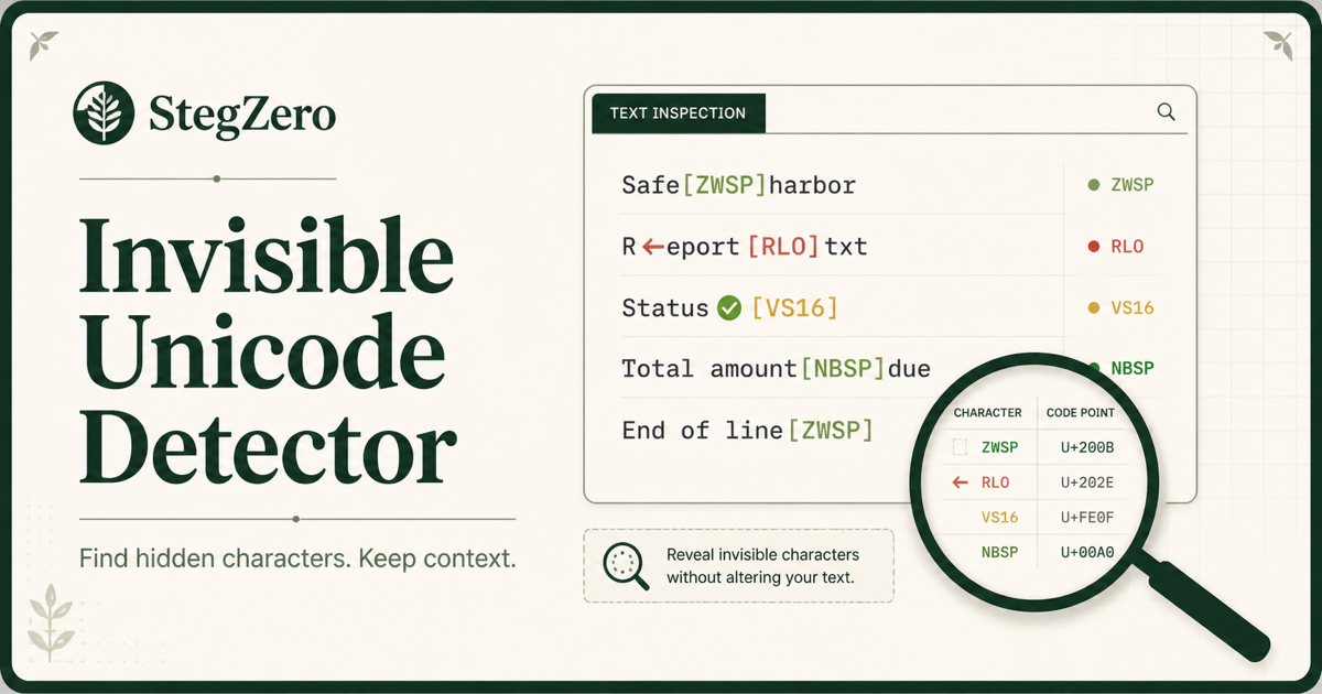 Invisible Unicode Character Detector — Find Hidden Characters | StegZero
